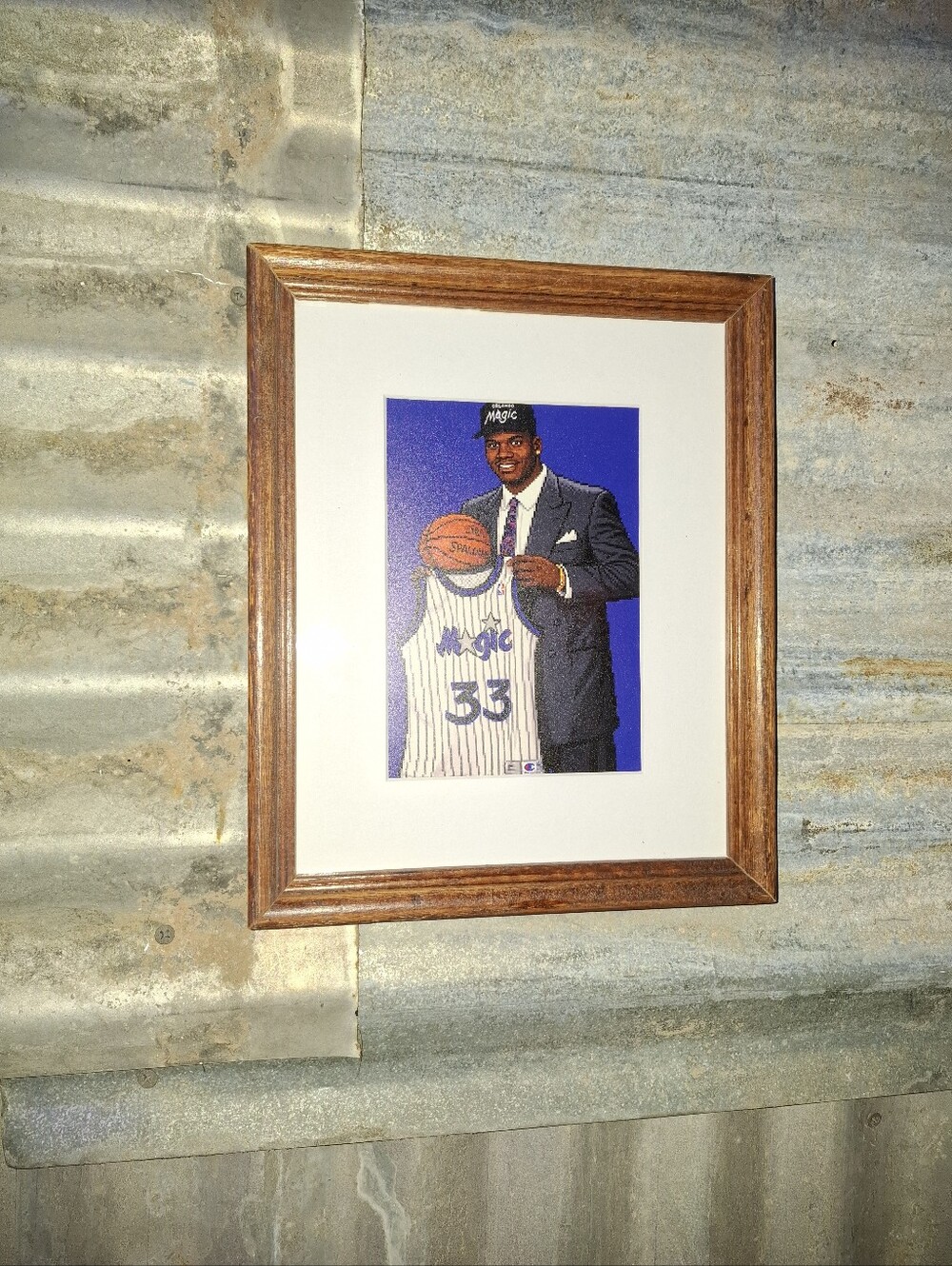 8 Bit Shaquille O'Neal Shaq Draft Day Retro NBA Orlando Magic Framed Art Print